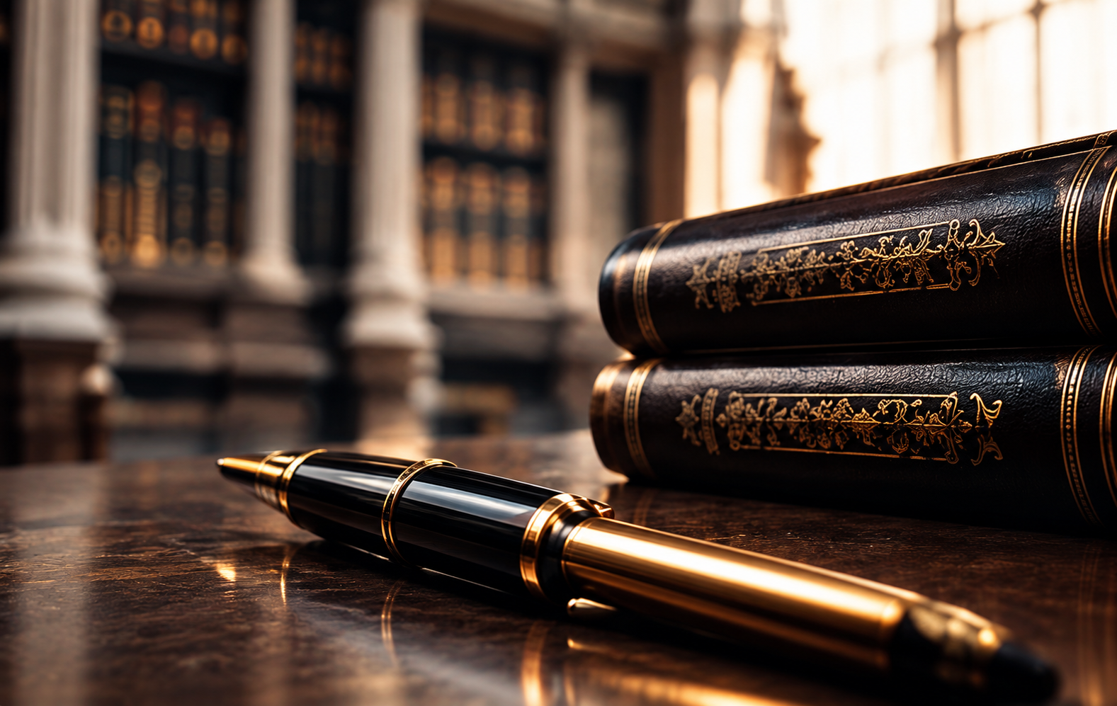 Legal Books and Pen